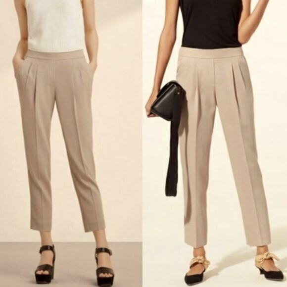 BABATON Aritizia $148 Conan Lyocell Cropped Dk Tan Trouser Pants 6 EUC - Picture 2 of 13